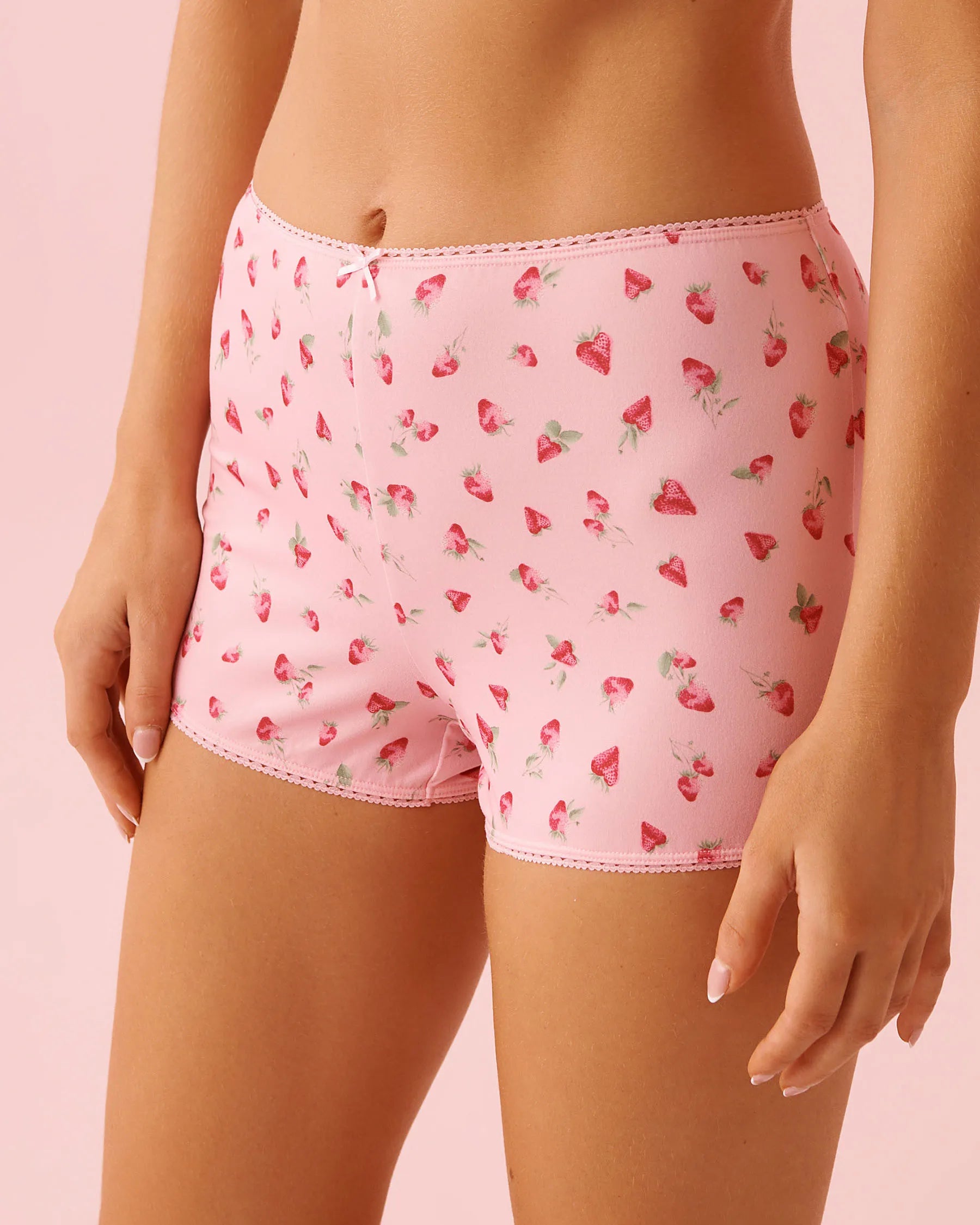 La Vie en Rose_Tickled Pink Strawberry_Strawberry Print Super Soft Biker Style Pajama Sho_40200813_P60440_01