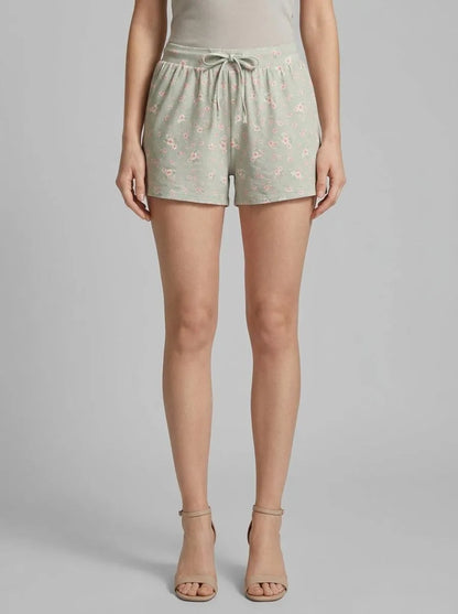 La Vie en Rose Mineral Gray Floral Women Cherry Blossom Print Super Soft Pajama Shorts SKU: 40200814_P30142 Image 00