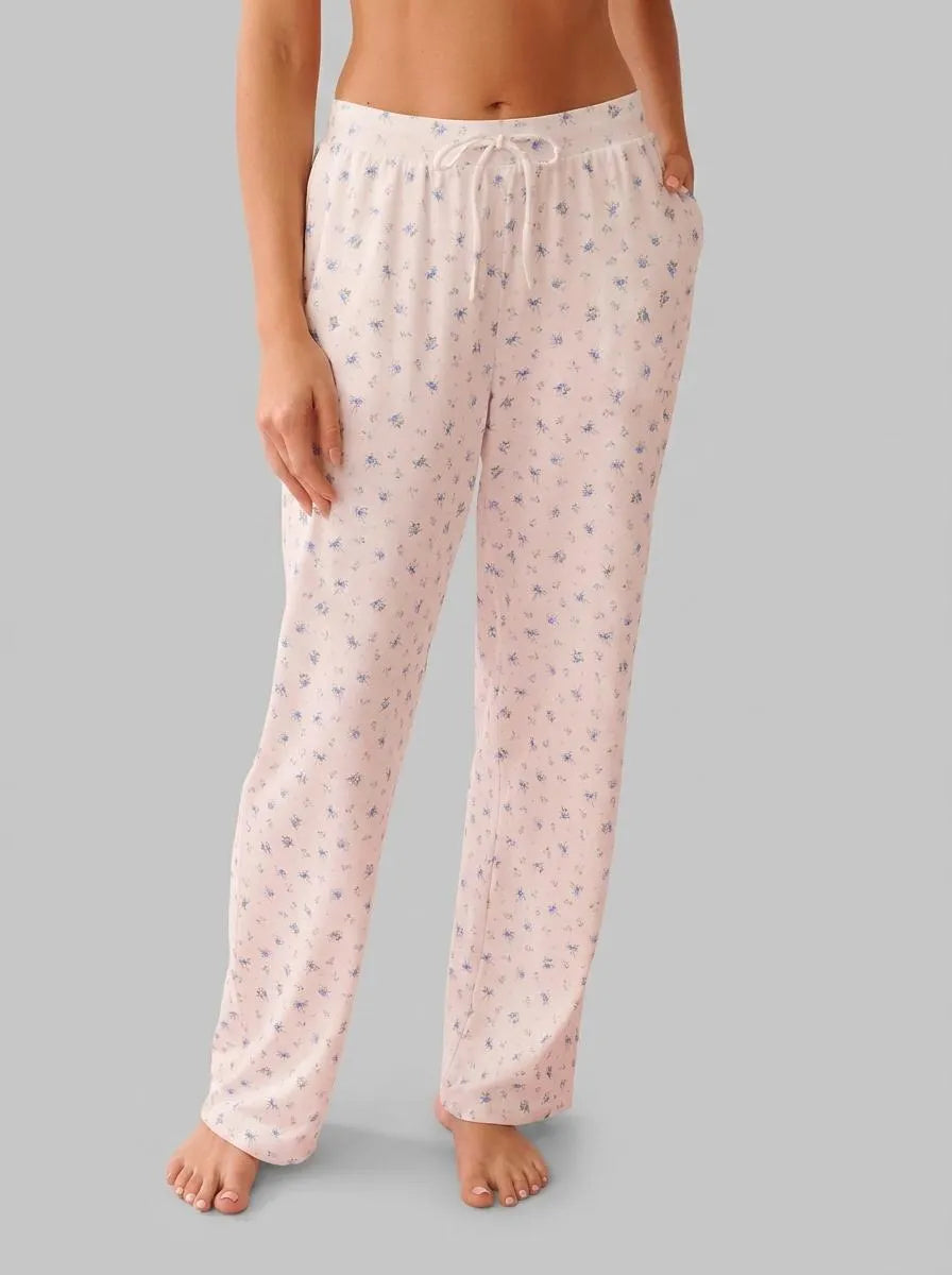 La Vie en Rose Snow White Blue Roses Women Blue Rose Print Super Soft Pajama Pants SKU: 40200815_P10576 Image 00