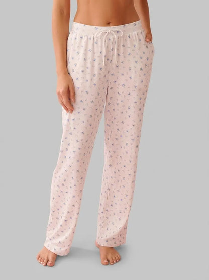 La Vie en Rose Snow White Blue Roses Women Blue Rose Print Super Soft Pajama Pants SKU: 40200815_P10576 Image 00