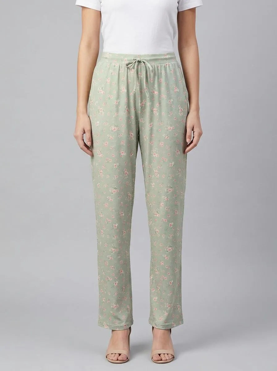 La Vie en Rose Mineral Gray Floral Women Cherry Blossom Print Super Soft Pajama Pants SKU: 40200815_P30142 Image 00