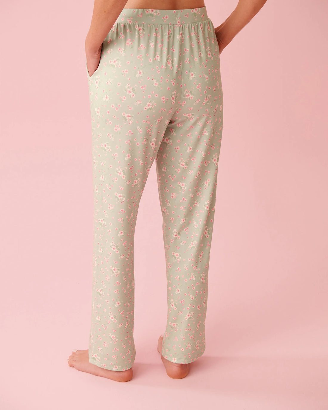 La Vie en Rose Mineral Gray Floral Women Cherry Blossom Print Super Soft Pajama Pants SKU: 40200815_P30142 Image 02