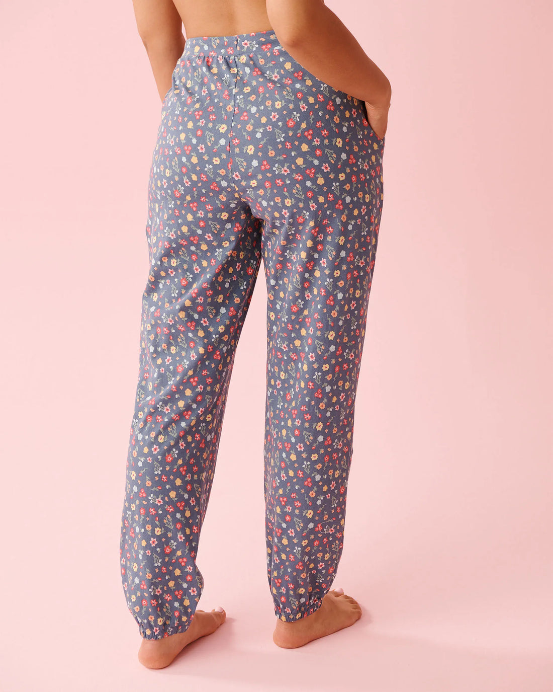 La Vie en Rose China Blue Floral Women Floral Print Cotton Jogger Pajama Pants SKU: 40200816_P40537 Image 02