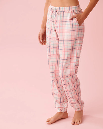 La Vie en Rose Crystal Rose Plaid Women Pink Plaid Cotton Jogger Pajama Pants SKU: 40200816_P60455 Image 02
