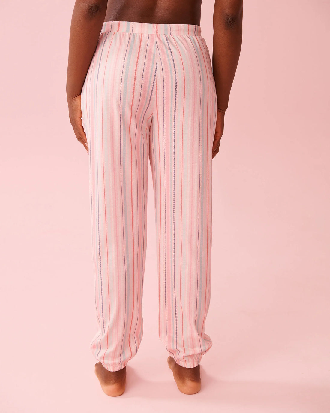 La Vie en Rose Crystal Rose Multi Stripe Women Pink Stripe Cotton Jogger Pajama Pants SKU: 40200816_P60456 Image 02