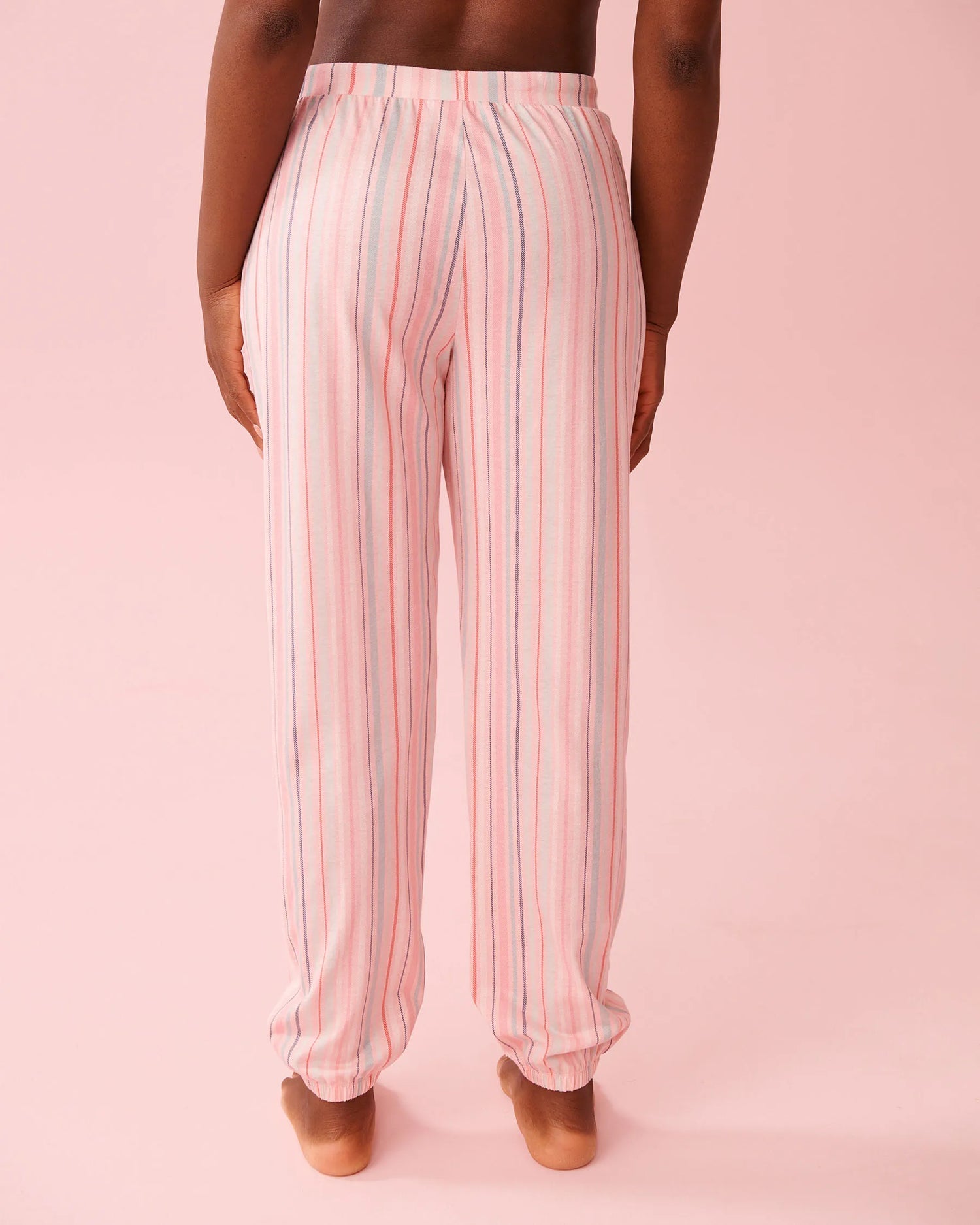 La Vie en Rose Crystal Rose Multi Stripe Women Pink Stripe Cotton Jogger Pajama Pants SKU: 40200816_P60456 Image 02
