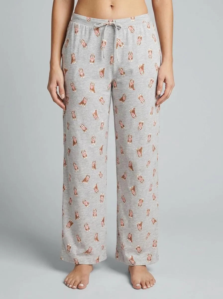La Vie en Rose Comfy Grey Mix Dogs Women Dog Print Cotton Pajama Pants SKU: 40200817_P00501 Image 00