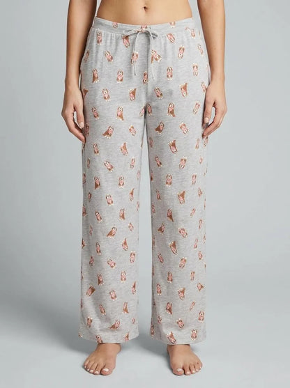 La Vie en Rose Comfy Grey Mix Dogs Women Dog Print Cotton Pajama Pants SKU: 40200817_P00501 Image 00