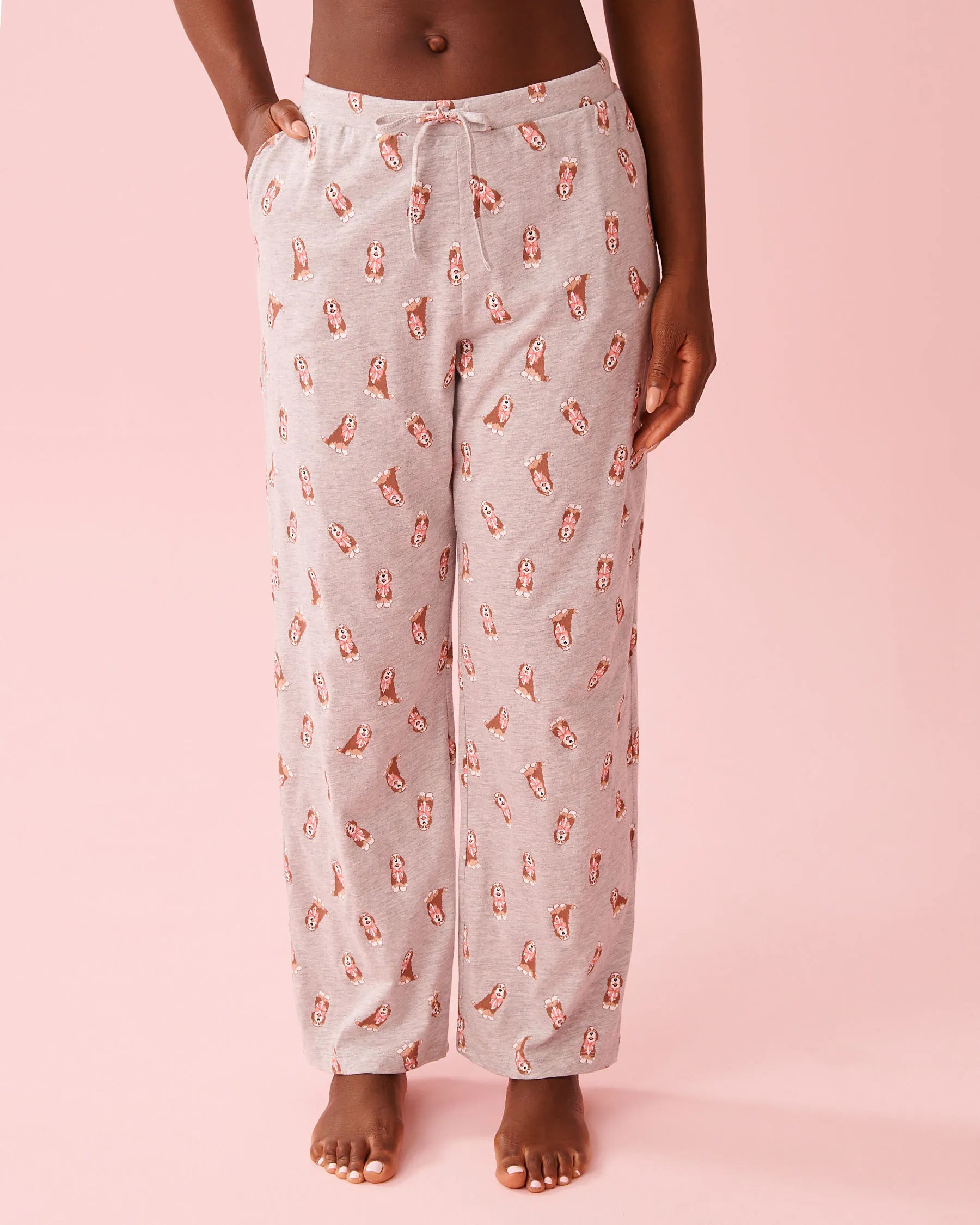 La Vie en Rose Comfy Grey Mix Dogs Women Dog Print Cotton Pajama Pants SKU: 40200817_P00501 Image 01