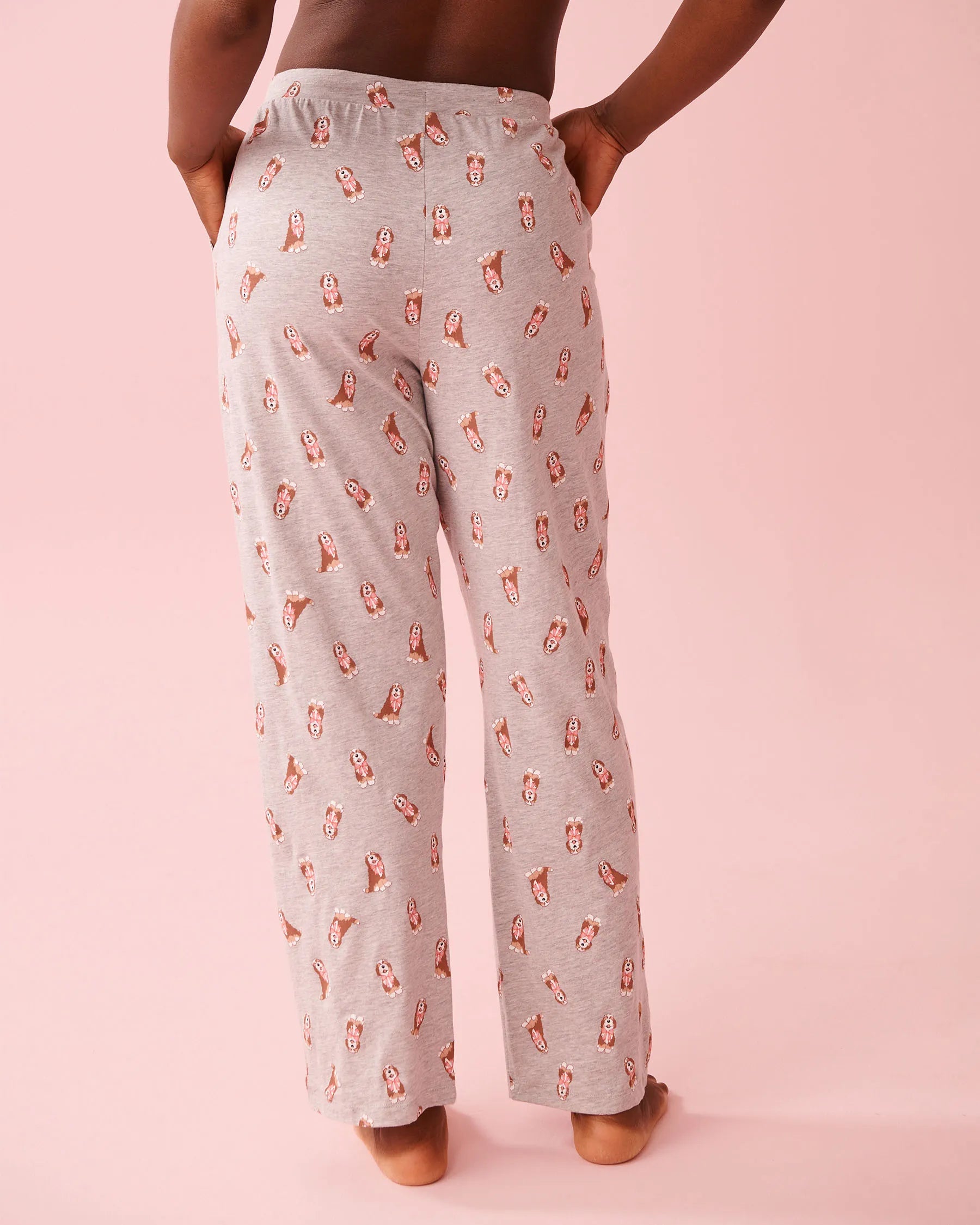 La Vie en Rose Comfy Grey Mix Dogs Women Dog Print Cotton Pajama Pants SKU: 40200817_P00501 Image 02