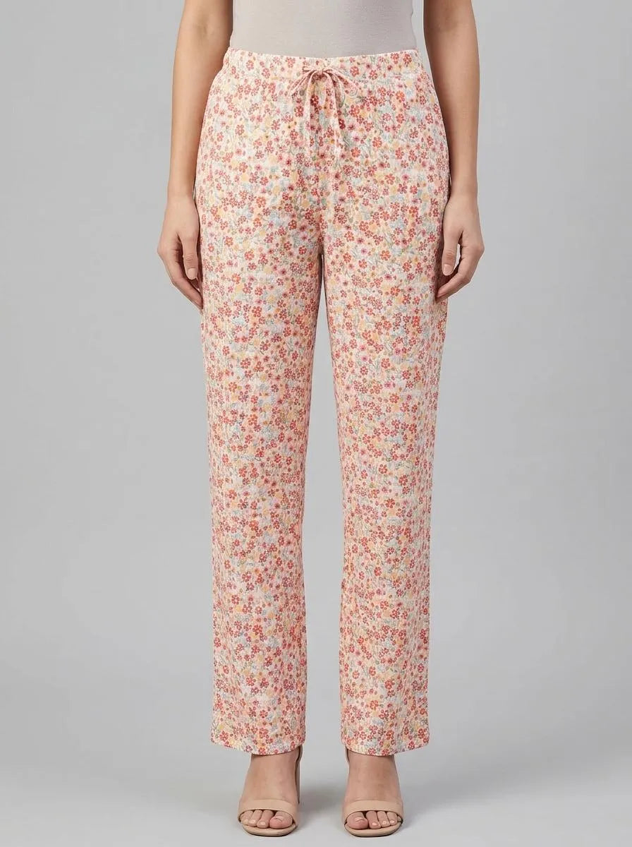 La Vie en Rose Snow White Multi Floral Women Floral Print Cotton Pajama Pants SKU: 40200817_P10579 Image 00