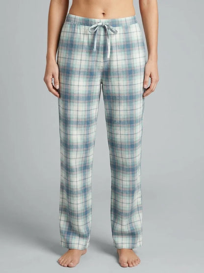 La Vie en Rose Snow White Aquifer Plaid Women Blue Plaid Cotton Pajama Pants SKU: 40200817_P10580 Image 00