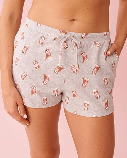 La Vie en Rose Comfy Grey Mix Dogs Women Dog Print Cotton Pajama Shorts SKU: 40200818_P00501 Image 01