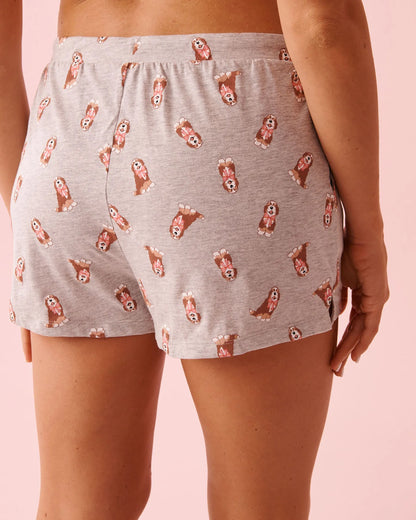 La Vie en Rose Comfy Grey Mix Dogs Women Dog Print Cotton Pajama Shorts SKU: 40200818_P00501 Image 02