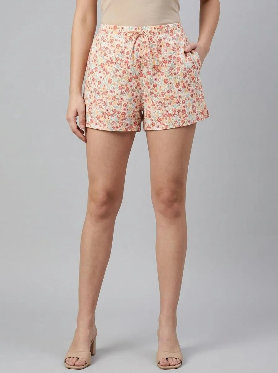 La Vie en Rose Snow White Multi Floral Women Floral Print Cotton Pajama Shorts SKU: 40200818_P10579 Image 00