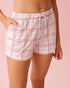 La Vie en Rose Crystal Rose Plaid Women Pink Plaid Cotton Pajama Shorts SKU: 40200818_P60455 Image 01