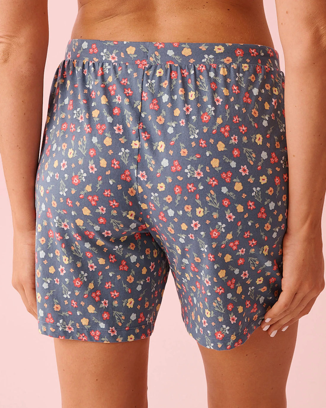 La Vie en Rose China Blue Floral Women Floral Print Cotton Bermuda Shorts SKU: 40200819_P40537 Image 02