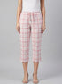 La Vie en Rose Crystal Rose Plaid Women Pink Plaid Cotton Capris SKU: 40200821_P60455 Image 00