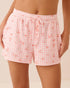 La Vie en Rose Pink Icing Gingham Floral Women Floral Gingham Print Super Soft Pajama Shorts SKU: 40200822_P60468 Image 01