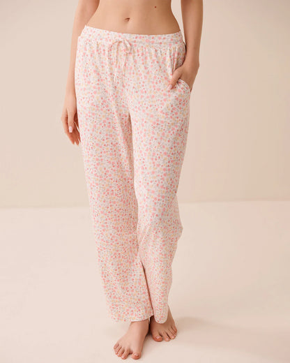La Vie en Rose Snow White Pink Ditsy Women Ditsy Floral Print Super Soft Pajama Pants SKU: 40200823_P10588 Image 01