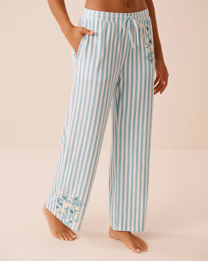 La Vie en Rose Stratosphere Placement Women Floral Stripe Print Super Soft Pajama Pants SKU: 40200829_P40557 Image 01