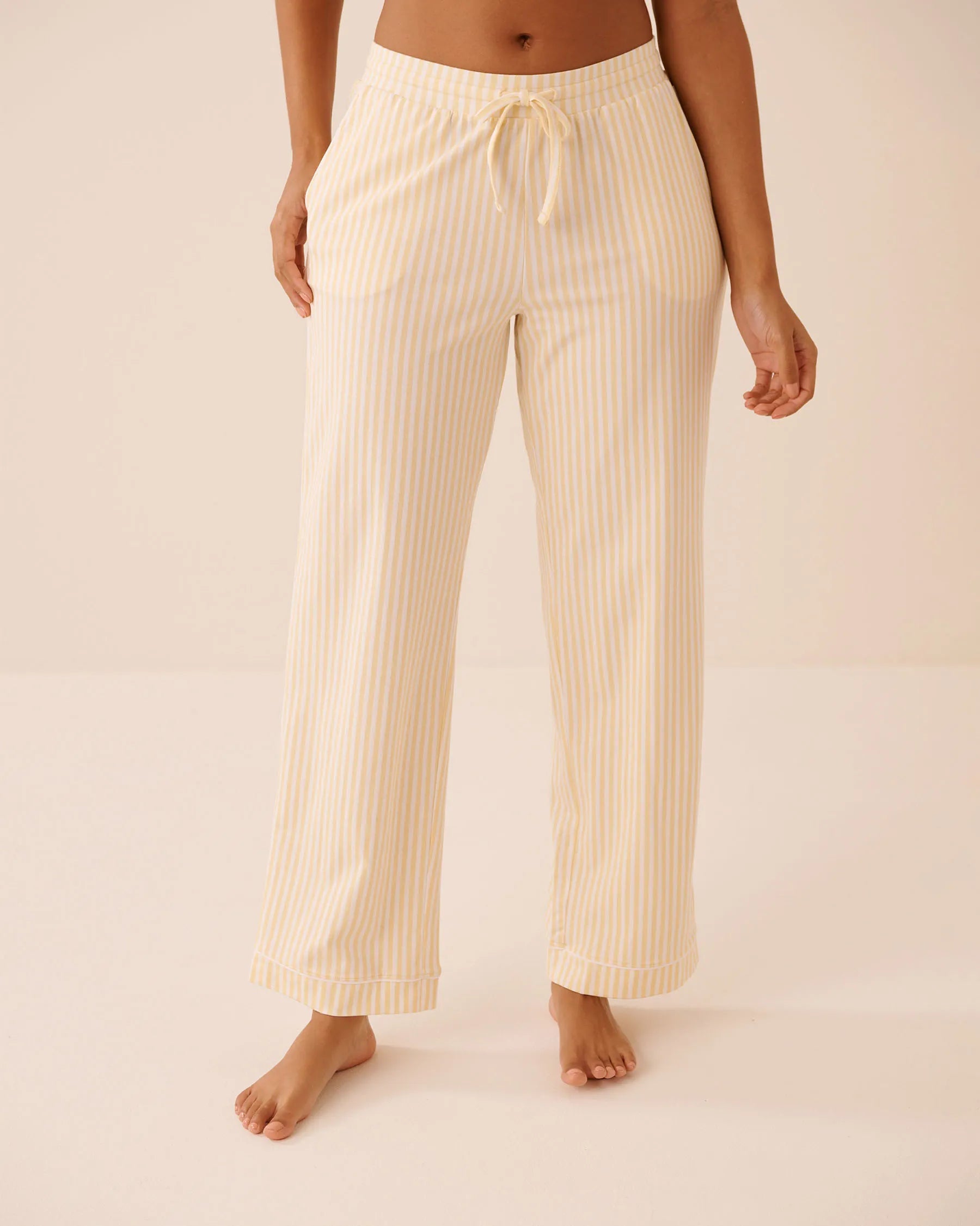 La Vie en Rose Apricot Gelato Stripe Women Essential Breathable Cotton Pajama Pants SKU: 40200831_P70071 Image 02