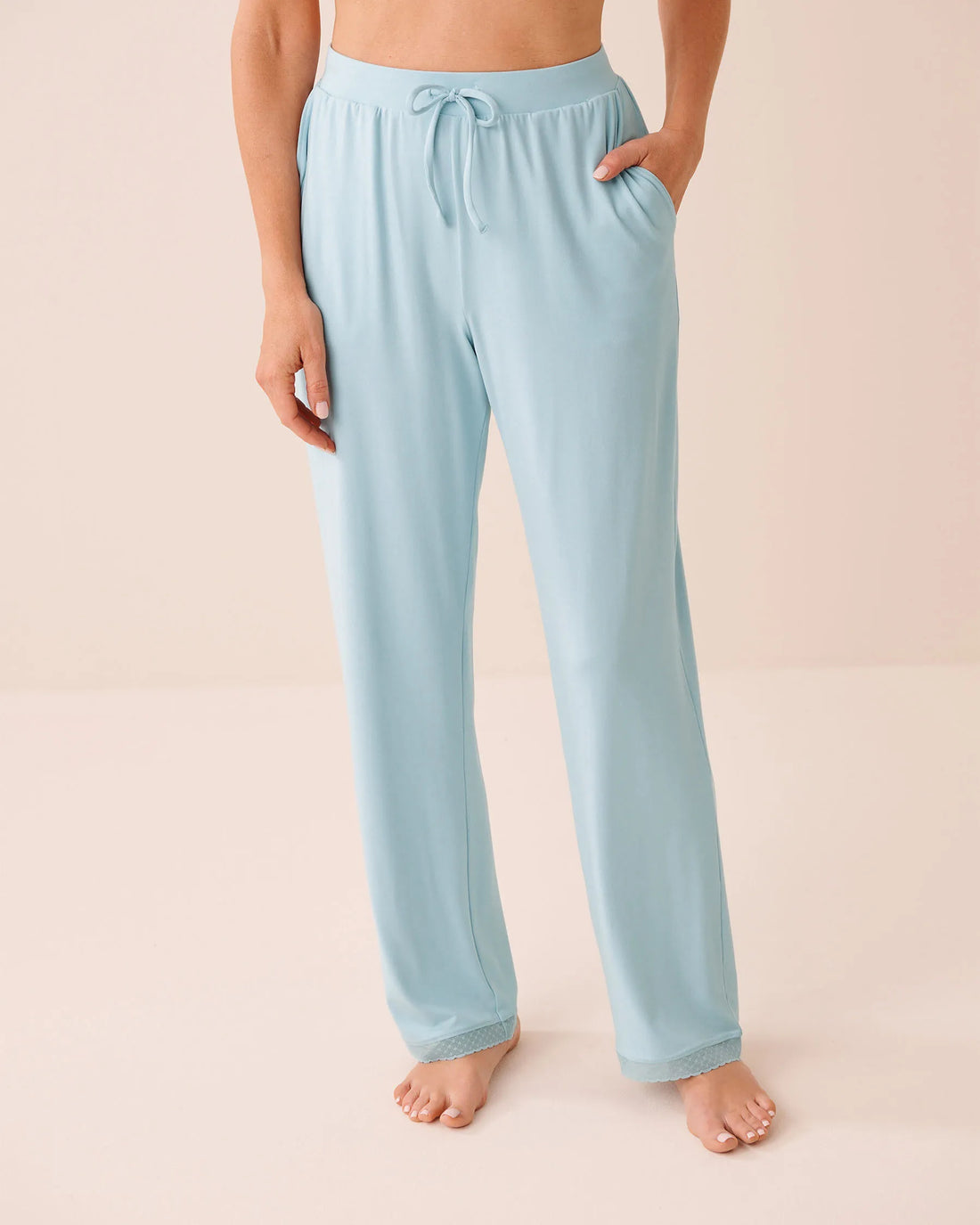 La Vie en Rose Stratosphere Women Super Soft Lace Trim Pajama Pants SKU: 40200836_40274 Image 01