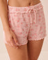 La Vie en Rose Peachskin Ditsy Women Floral Print Ruffle Hem Pointelle Pajama Shorts SKU: 40200837_P60471 Image 01
