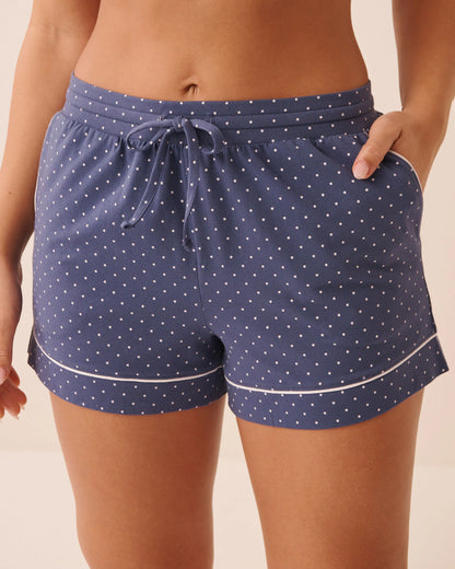 La Vie en Rose Crown Blue Dot Women Cotton Pajama Shorts SKU: 40200839_P40574 Image 01