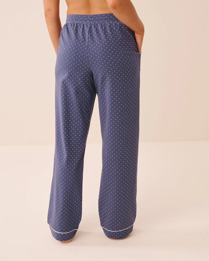 La Vie en Rose Crown Blue Dot Women Cotton Pajama Pants SKU: 40200840_P40574 Image 02