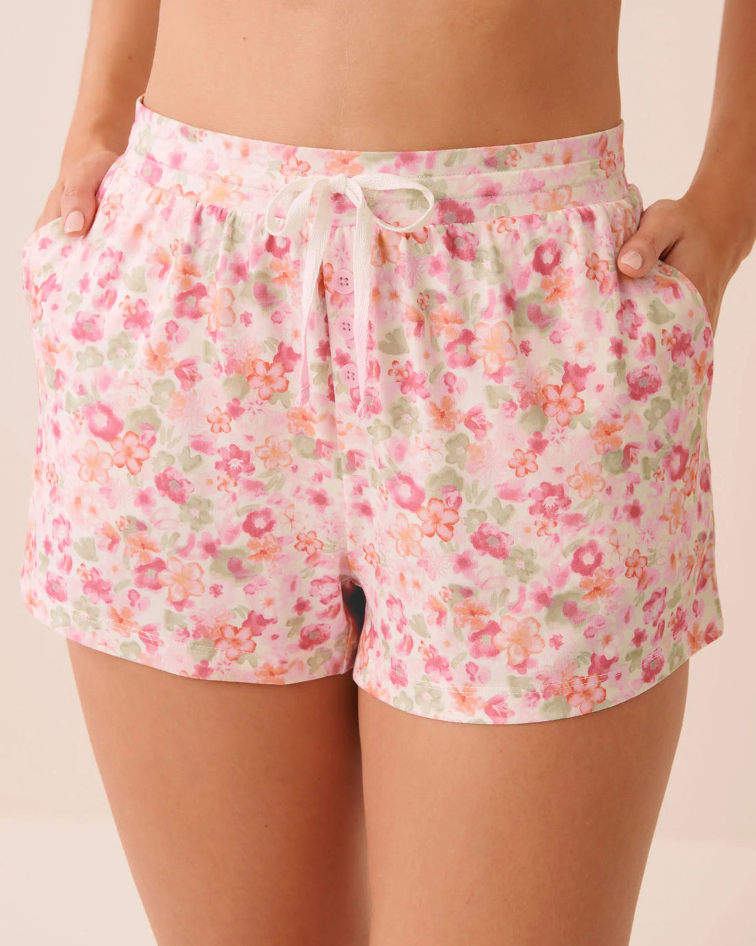 La Vie en Rose Watercolor Floral Women Watercolour Floral Print Super Soft Pajama Shorts SKU: 40200841_P10605 Image 01