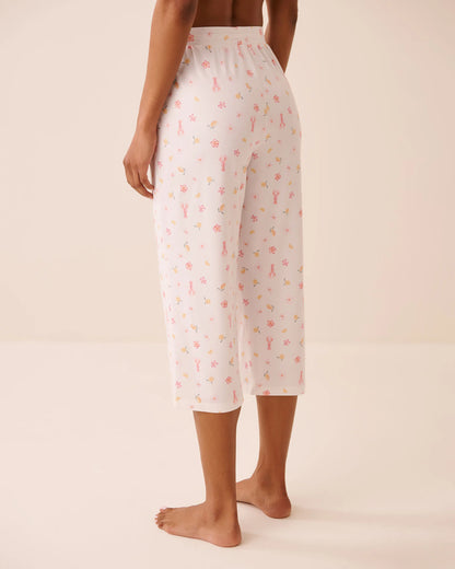 La Vie en Rose Snow White Lobster Women Lobster Floral Print Super Soft Pajama Capris SKU: 40200842_P10606 Image 02