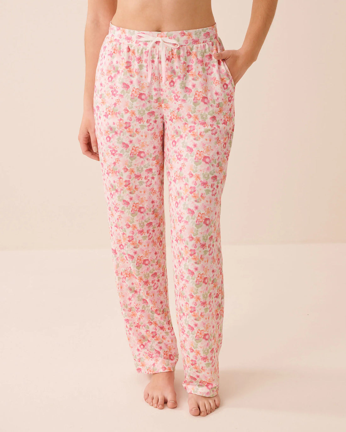 La Vie en Rose Watercolor Floral Women Watercolour Floral Print Super Soft Pajama Pants SKU: 40200843_P10605 Image 01