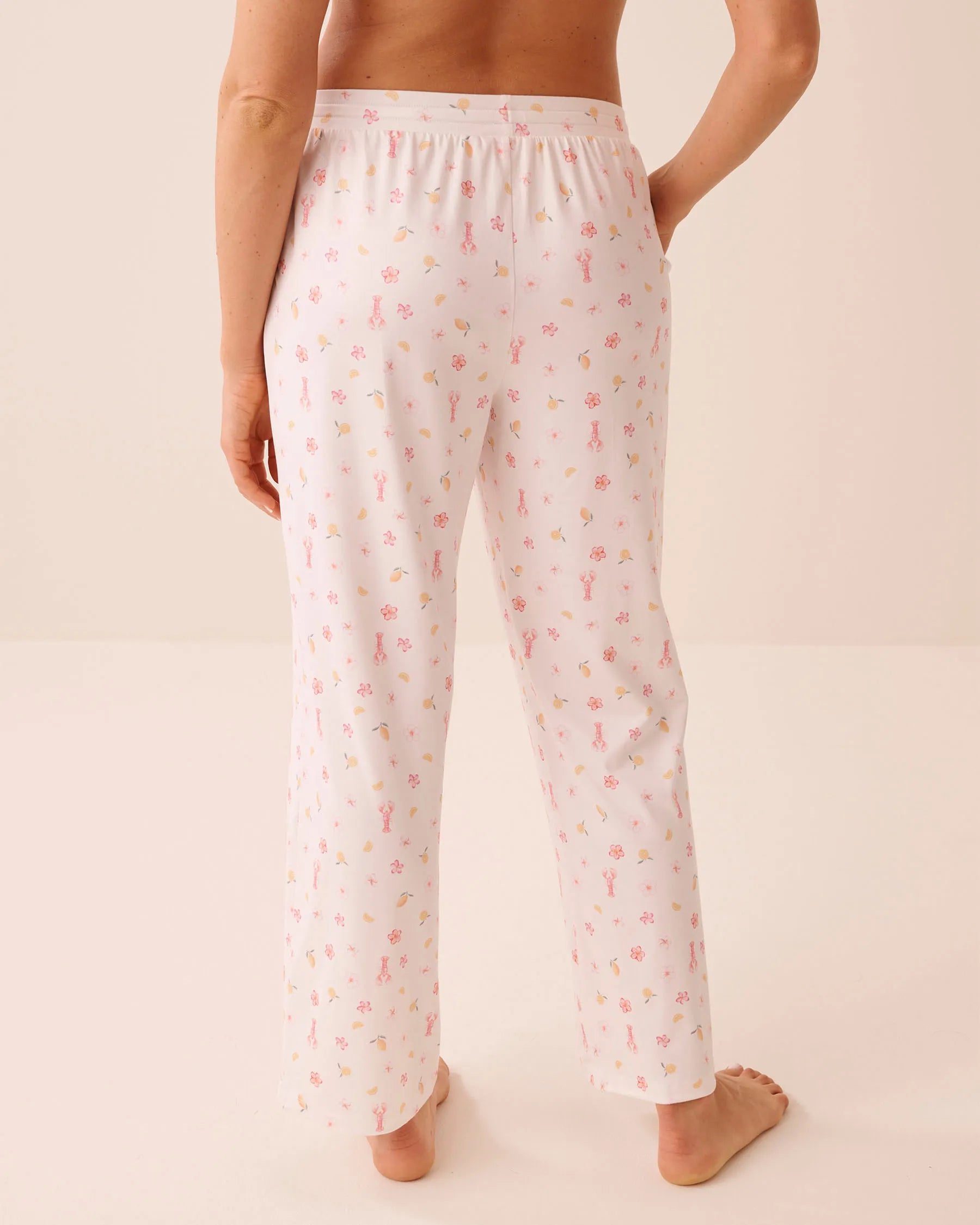La Vie en Rose Snow White Lobster Women Lobster Floral Print Super Soft Pajama Pants SKU: 40200843_P10606 Image 02