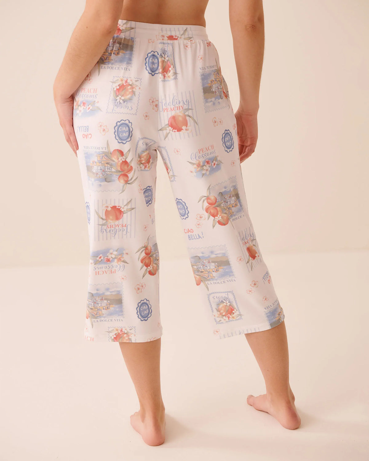 La Vie en Rose Snow White Peaches Women Dolce Vita Print Super Soft Pajama Capris SKU: 40200847_P10607 Image 02