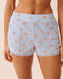 La Vie en Rose Xenon Blue Peach Women Peach Print Lace Trim Pointelle Pajama Shorts SKU: 40200850_P40576 Image 01
