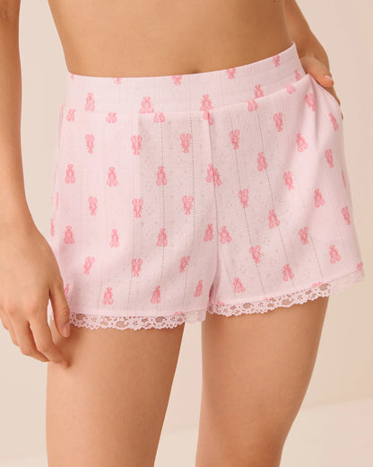 La Vie en Rose Festival Bloom Lobster Women Lobster Print Lace Trim Pointelle Pajama Shorts SKU: 40200850_P60480 Image 01