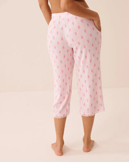 La Vie en Rose Festival Bloom Lobster Women Lobster Print Lace Trim Pointelle Pajama Capris SKU: 40200851_P60480 Image 02