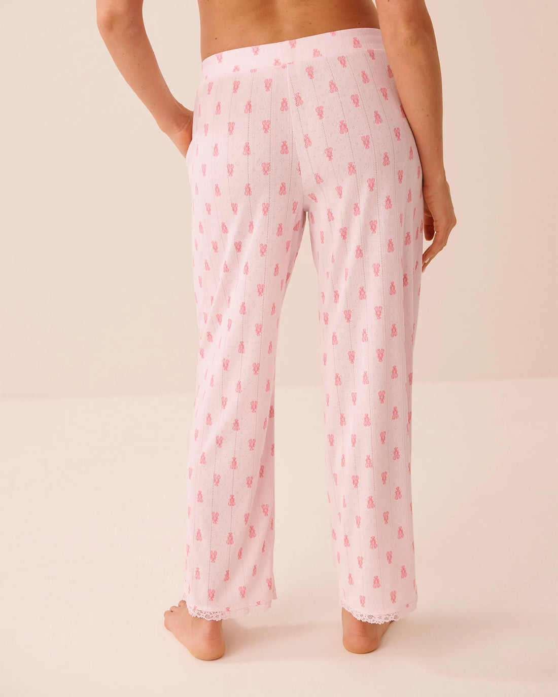 La Vie en Rose Festival Bloom Lobster Women Lobster Print Lace Trim Pointelle Pajama Pants SKU: 40200852_P60480 Image 02