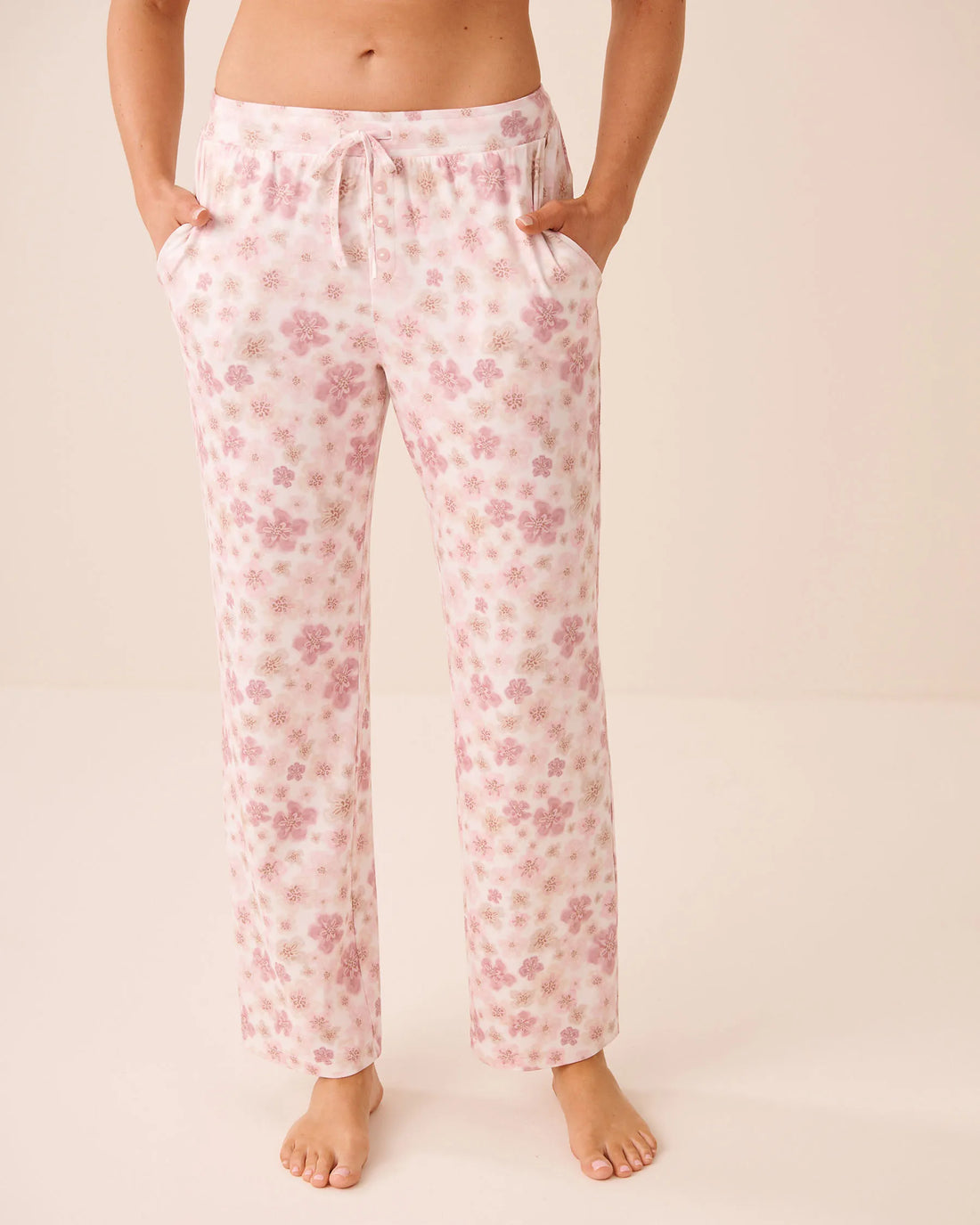 La Vie en Rose Leopard Flowers Women Leopard Flower Print Super Soft Pajama Pants SKU: 40200857_P10636 Image 01