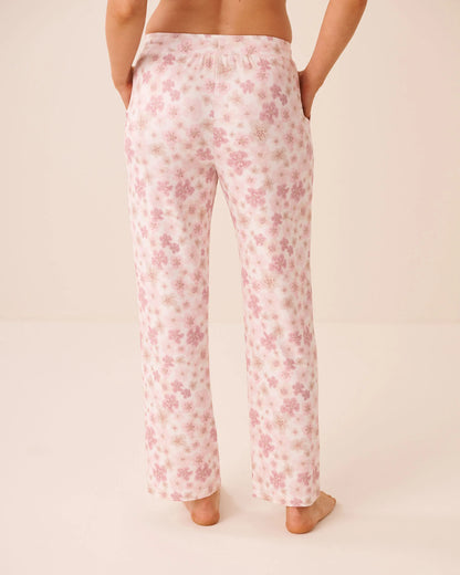 La Vie en Rose Leopard Flowers Women Leopard Flower Print Super Soft Pajama Pants SKU: 40200857_P10636 Image 02