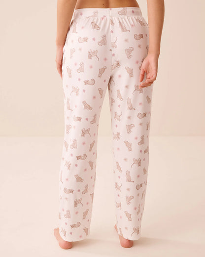 La Vie en Rose Snow White Bengal Women Leopard Flower Print Super Soft Pajama Pants SKU: 40200857_P10637 Image 03