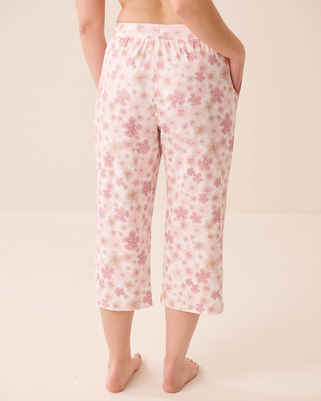 La Vie en Rose Leopard Flowers Women Leopard Flower Print Super Soft Pajama Capris SKU: 40200858_P10636 Image 02
