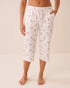 La Vie en Rose Snow White Bengal Women Leopard Flower Print Super Soft Pajama Capris SKU: 40200858_P10637 Image 01