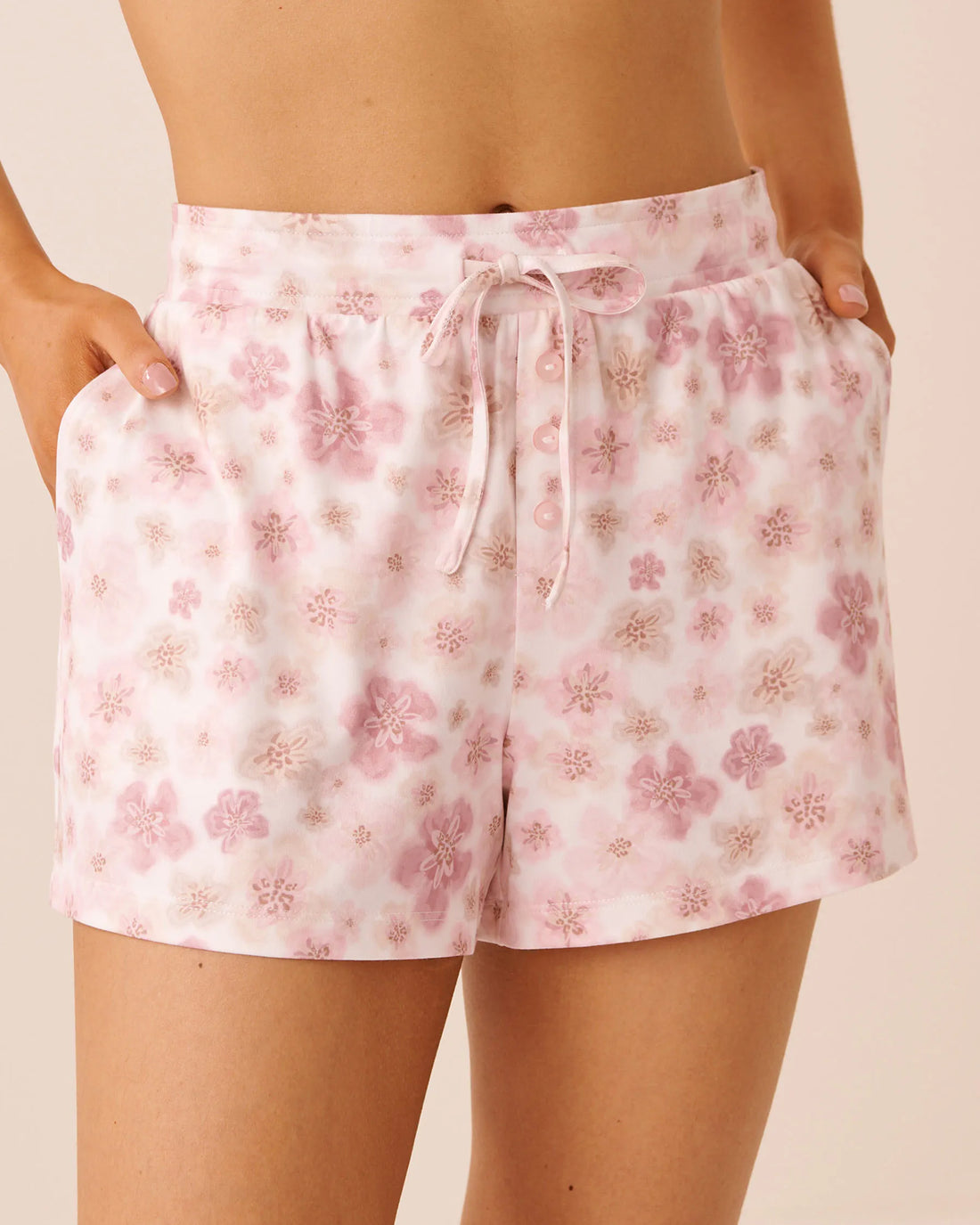 La Vie en Rose Leopard Flowers Women Leopard Flower Print Super Soft Pajama Shorts SKU: 40200859_P10636 Image 01