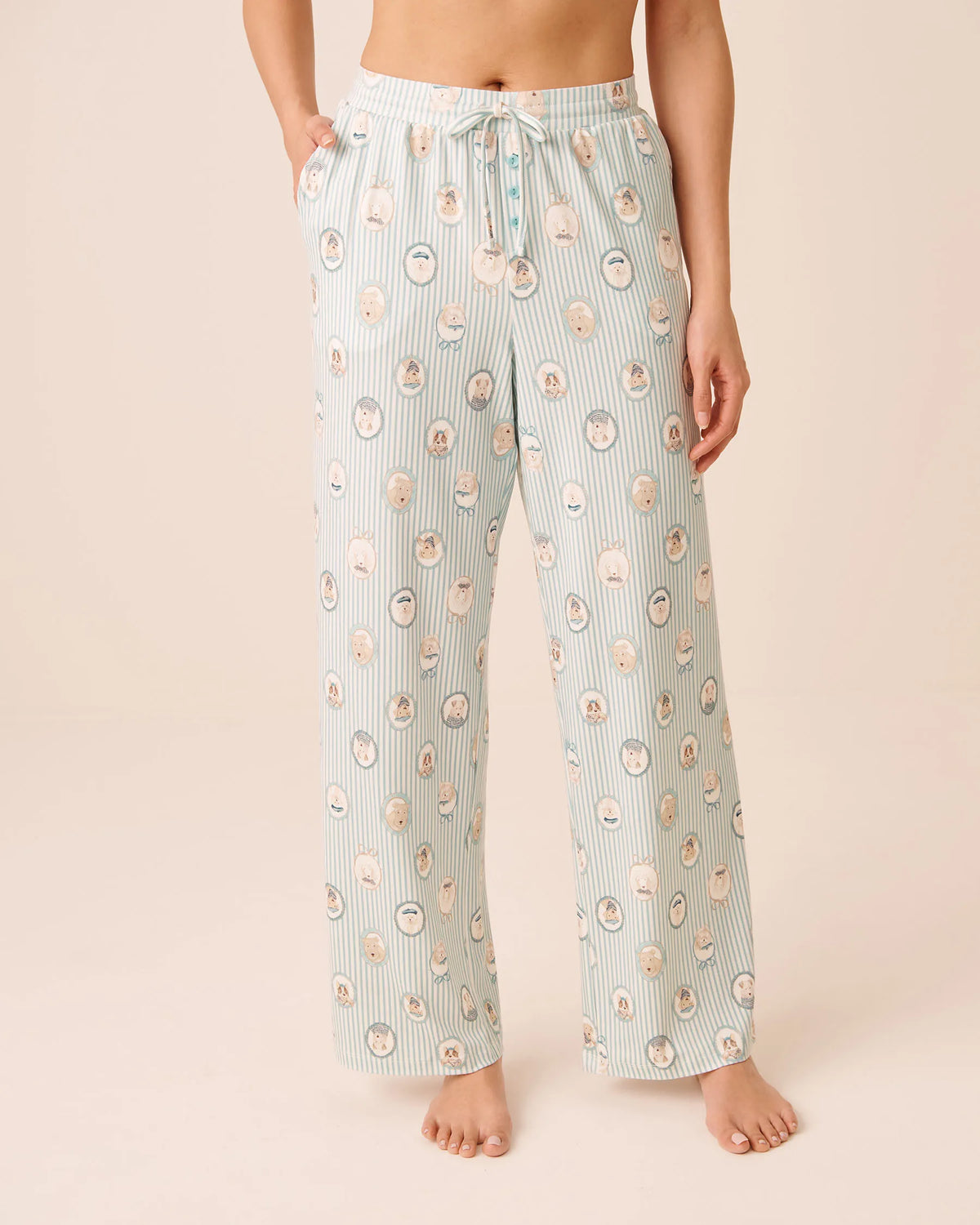 La Vie en Rose Snow White Dog Medalions Women Parisian Dogs Print Super Soft Pajama Pants SKU: 40200864_P10638 Image 01