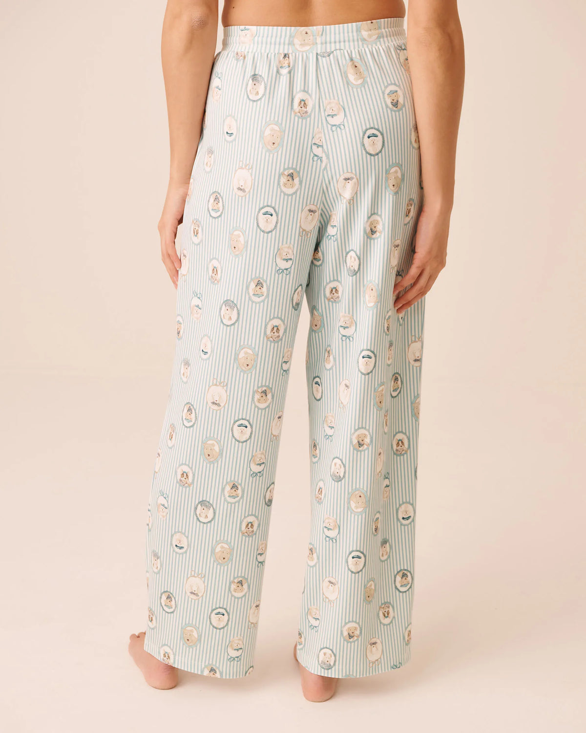 La Vie en Rose Snow White Dog Medalions Women Parisian Dogs Print Super Soft Pajama Pants SKU: 40200864_P10638 Image 02