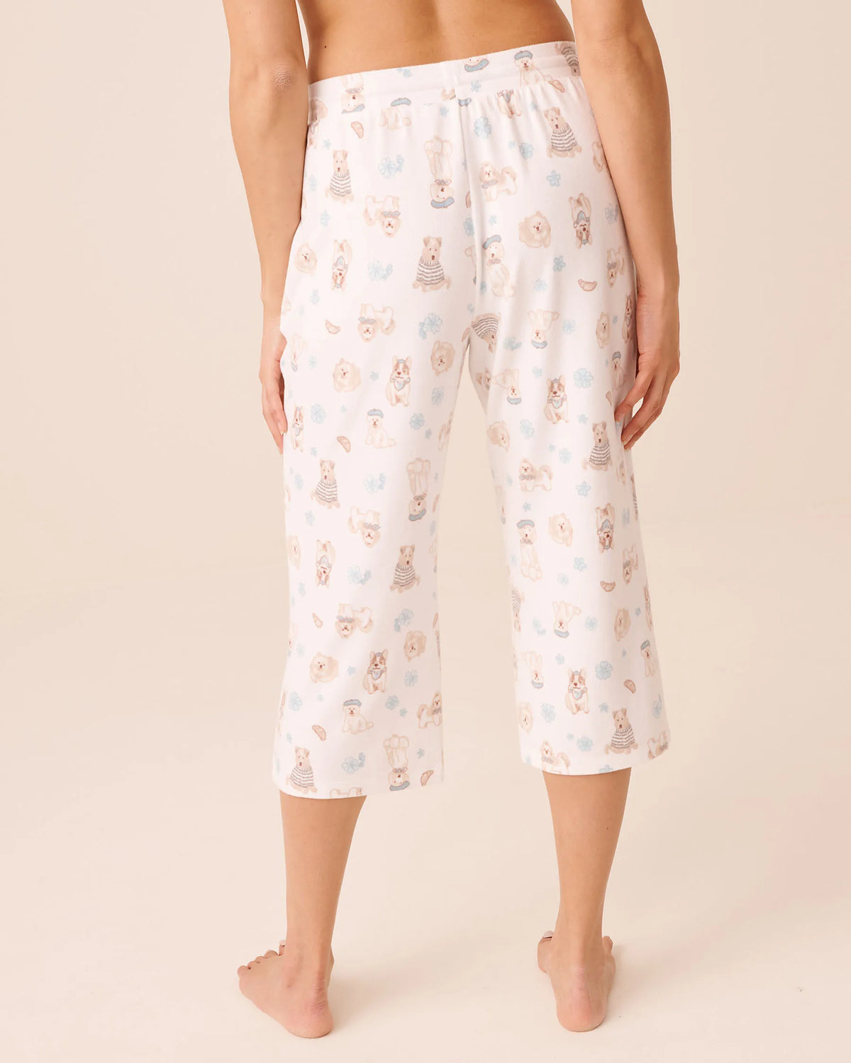 La Vie en Rose Snow White Paris Dogs Women Dog Print Soft Knit Pajama Capris SKU: 40200869_P10639 Image 02