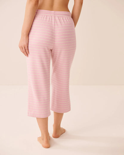 La Vie en Rose Pink Nectar Stripe Women Striped Soft Knit Pajama Capris SKU: 40200869_P60514 Image 02