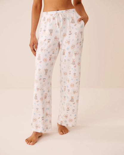 La Vie en Rose Snow White Paris Dogs Women Dog Print Soft Knit Pajama Pants SKU: 40200870_P10639 Image 01